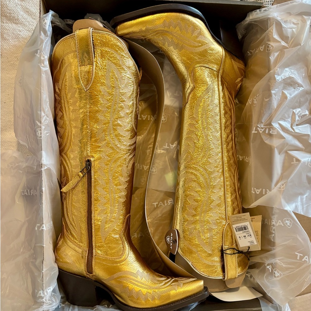Ariat Women's Gold Embroidered Heeled Boots